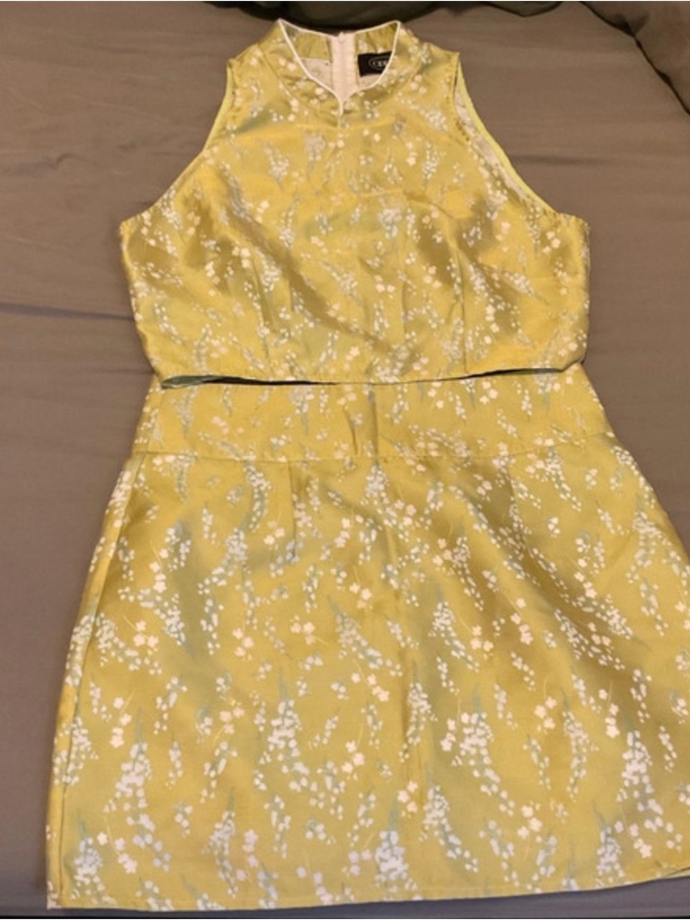 Cider Yellow Floral Two-Piece Skirt Set